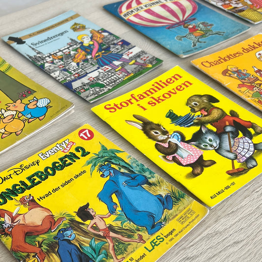 Samling vintage bøger fra 70’erne og 80’erne