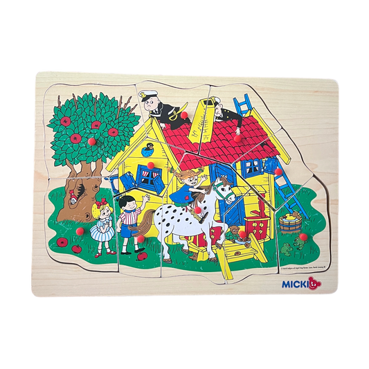 Pippi Langstrømpe retro træpuslespil fra 80’erne