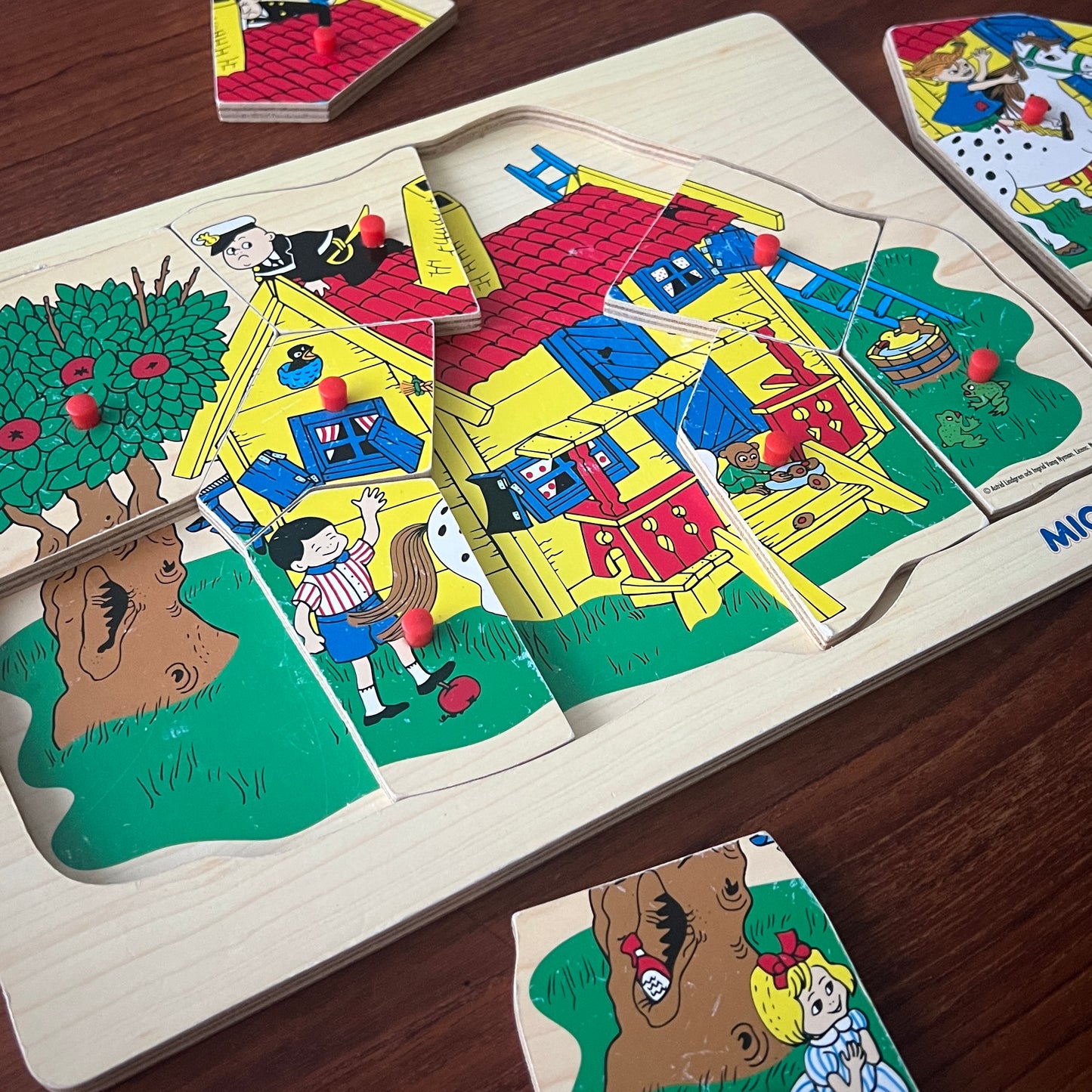 Pippi Langstrømpe retro træpuslespil fra 80’erne